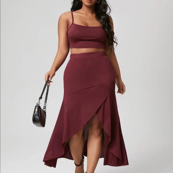 SHEIN Dresses & Skirts - Two piece Burgundy cami and skirt NWT